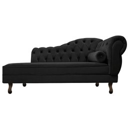 Divã Recamier Namoradeira Juliana 1,85M Lado Esquerdo Suede Preto Capitonê Luis XV Escritório Sala - 2