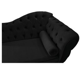 Divã Recamier Namoradeira Juliana 1,85M Lado Esquerdo Suede Preto Capitonê Luis XV Escritório Sala - 4