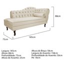 Ver imagem 3 de Divã Recamier Sofá Juliana 1,85M Lado Esquerdo Suede Bege Recepção Psicologia Luis XV Capitonê