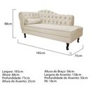Ver imagem 3 de Divã Recamier Sofá Juliana 1,85M Lado Direito Suede Bege Psicologia Sala de Estar Recepção Quarto Ca