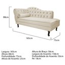 Ver imagem 3 de Divã Recamier Sofá Juliana 1,85M Lado Direito Suede Bege Psicologia Sala de Estar Recepção Quarto Ca