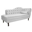 Ver imagem 1 de Recamier Sofá Juliana 185cm Lado Esquerdo Suede Branco Luis xv Capitonê Consultório Recepção Quarto
