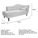 Ver imagem 3 de Recamier Sofá Juliana 185cm Lado Esquerdo Suede Branco Luis xv Capitonê Consultório Recepção Quarto