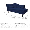 Ver imagem 3 de Namoradeira Divã Recamier Sofá Juliana 1,85M Lado Direito Suede Azul Marinho Sala de Estar Recepção