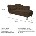 Ver imagem 3 de Divã Recamier Sofá Juliana 1,85M Lado Direito Suede Marrom Capitonê Escritório Consultório Recepção