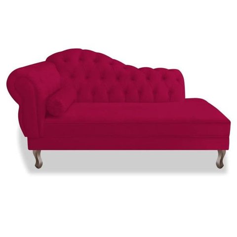 Namoradeira Recamier Sofá Divã Juliana 1,85M 2 Lugares Lado Esquerdo Suede Pink Quarto Sala de Estar