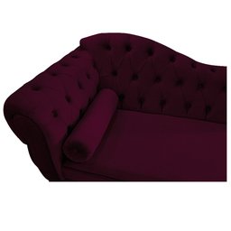 Sofá 2 Lugares Recamier Divã Juliana 1,85M Lado Direito Suede Bordô Luxo Capitonê Luis XV Sala - 4