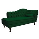 Ver imagem 1 de Divã Recamier Sofá Juliana 1,85M Lado Esquerdo Suede Verde Recepção Sala de Estar Capitonê Luis XV