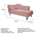 Ver imagem 3 de Divã Recamier Sofá Juliana 1,85M Lado Direito Suede Rosê Consultório Psicologia Escritório Recepção