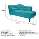 Ver imagem 3 de Sofá 2 Lugares Divã Recamier Juliana 1,85M Lado Direito Suede Azul Turquesa Capitonê Sala Recepção