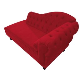 Divã Recamier Sofá Juliana 1,85M Lado Esquerdo Suede Vermelho 2 Lugares Capitonê Luxo Luis XV - 4