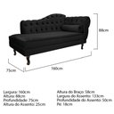 Ver imagem 3 de Divã Recamier Sofá Juliana 1,60M Lado Esquerdo Suede Preto para Recepção Sala de Estar Consultório