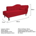 Ver imagem 3 de Divã Recamier Sofá Juliana 1,60M Lado Esquerdo Suede Vermelho p/ Recepção Sala de Estar Consultório