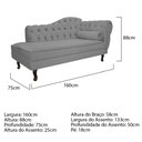 Ver imagem 3 de Divã Recamier Sofá Juliana 1,60M Lado Esquerdo Suede Cinza para Recepção Sala de Estar Consultório