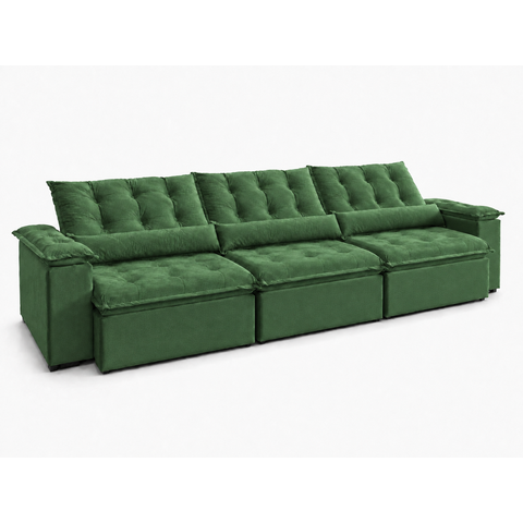 Sofá Retrátil e Reclinável Antonella 3,20 m — 3 Módulos com Assento em Espuma D33:Verde