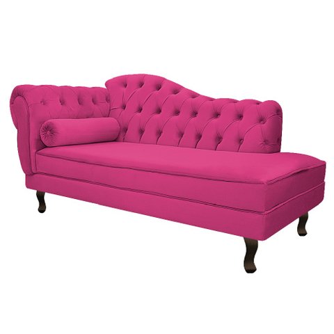 Divã Recamier Sofá Juliana 1,60M Lado Direito Suede Pink para Recepção Sala de Estar Consultório Esc