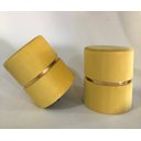 Ver imagem 2 de Puff Decorativo para Quarto Sala de Estar Escritório - Banqueta Assento - com Cinta - Amarelo Suede