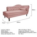 Ver imagem 3 de Divã Recamier Sofá Juliana 1,60M Lado Esquerdo Suede Rosê para Consultório Sala de Estar Recepção