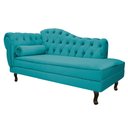 Ver imagem 1 de Divã Recamier Sofá Juliana 1,60M Lado Direito Suede Azul Turquesa Capitonê Sala de Estar Recepção