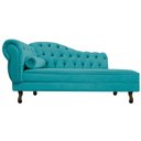 Ver imagem 2 de Divã Recamier Sofá Juliana 1,60M Lado Direito Suede Azul Turquesa Capitonê Sala de Estar Recepção