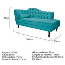 Ver imagem 3 de Divã Recamier Sofá Juliana 1,60M Lado Direito Suede Azul Turquesa Capitonê Sala de Estar Recepção