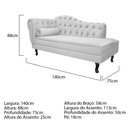 Ver imagem 3 de Divã Recamier Sofá Juliana 1,40M Lado Direito Suede Branco Capitonê Luis XV Sala de Estar Recepção