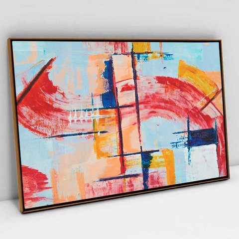 Quadro Decorativo em Canvas Pincelada Sofisticada TaColado Moldura Flutuante 4,5cm Freijó 120 x 80cm