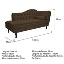 Ver imagem 3 de Divã Recamier Sofá 2 Lugares Juliana 1,40M Lado Esquerdo Suede Marrom Capitonê Escritório Sala