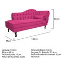 Ver imagem 3 de Divã Recamier Sofá Juliana 1,40M Lado Esquerdo Suede Pink Recepção Capitonê Sala de Estar Recepção