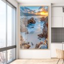 Ver imagem 1 de Quadro Decorativo Mar entre Pedras Vertical Sala Quarto Casa Escritório