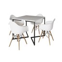 Ver imagem 2 de Mesa Jantar Industrial Quadrada Branca 90cm Base V Ferro Preto com 4 Poltronas Eames Eiffel Brancas