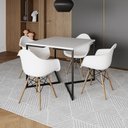 Ver imagem 1 de Mesa Jantar Industrial Quadrada Branca 90cm Base V Ferro Preto com 4 Poltronas Eames Eiffel Brancas