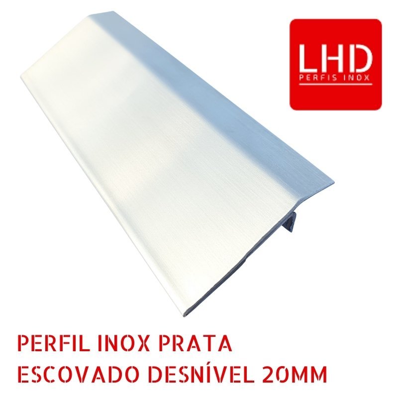 Perfil Desnível, Aço Inox 304, Escovado, 20 mm - 50 x 2980 mm