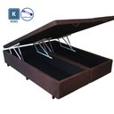 Ver imagem 1 de Base Box Baú King Size com Pistão a gás marrom suede Bipartido - 193x203:MARROM