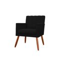 Ver imagem 3 de Kit Namoradeira + 1 Poltrona Decorativa Cecília Suede Preto Pés Madeira Ms Decor