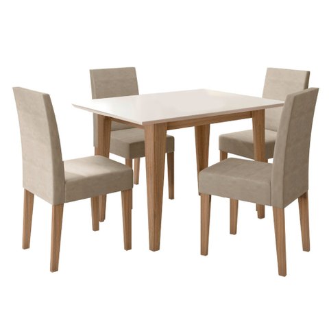 Conjunto Sala de Jantar Retangular Mesa Kate 120cm e 04 Cadeiras Josi Poliman Móveis