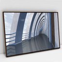 Ver imagem 2 de Quadro Decorativo em Canvas Arquitetura Corredor Minimalista TaColado Moldura Madeira 120 x 80cm
