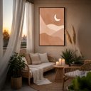 Ver imagem 1 de Quadro Canvas Bege Desenho Lua 40x30cm Mold Preta