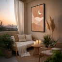 Ver imagem 3 de Quadro Canvas Bege Desenho Lua 40x30cm Mold Preta