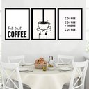 Ver imagem 1 de Kit 3 Quadros Minimalistas Café - Coffee 24x18cm:moldura Preta