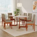 Ver imagem 1 de Conjunto Sala de Jantar Califórnia 6 Lugares Retangular Madeira Maciça Dakota Marrom/Caramelo/Castor/Off White