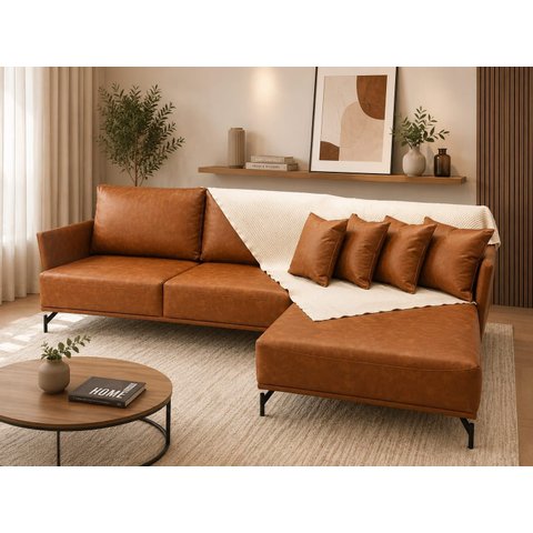 Sofá Ibiza Caramelo 2.20m Chaise Lado Direito ou Esquerdo – Design Moderno e Conforto Premium