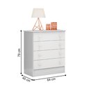 Ver imagem 5 de Conjunto Infantil Aurora Branco/branco: Cômoda 4 Gavetas Aurora + Guarda-roupa Aurora 2 Portas