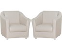 Ver imagem 1 de Kit 2 Poltronas Decorativa Biane Couro Bege Pés Cromado Mz Decor