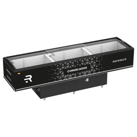Expositor Ilha Vanguard Top Congelados Resfriados 800l Vidro Semicurvo 3,00m Refrimate 127v