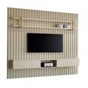 Ver imagem 2 de Painel Ripado para Tv 280cm com Prateleira e Nicho 100% Mdf Cor:luna com Dourado