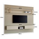 Ver imagem 3 de Painel Ripado para Tv 280cm com Prateleira e Nicho 100% Mdf Cor:luna com Dourado