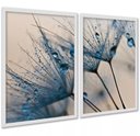 Ver imagem 2 de Kit 2 Quadros Flores Azuis Gotas 45x34cm:moldura Preta