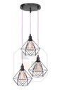 Ver imagem 1 de Lustre Pendente Aramado Preto Base Tripla C/ Lâmpada Fio Cristal