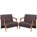 Ver imagem 1 de Poltrona Namoradeira Venus Braço Madeira Maciça Suede Unidecor Marrom